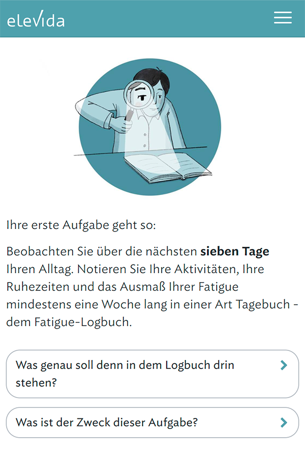 Screenshot Inhalt, MS Fatigue Information, mehr als Erschöpfung.